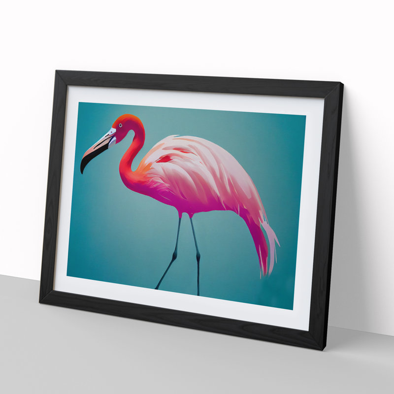 Ingenious Flamingo - Single Picture Frame Print, 46cm H x 64cm W x 2cm D, Black
