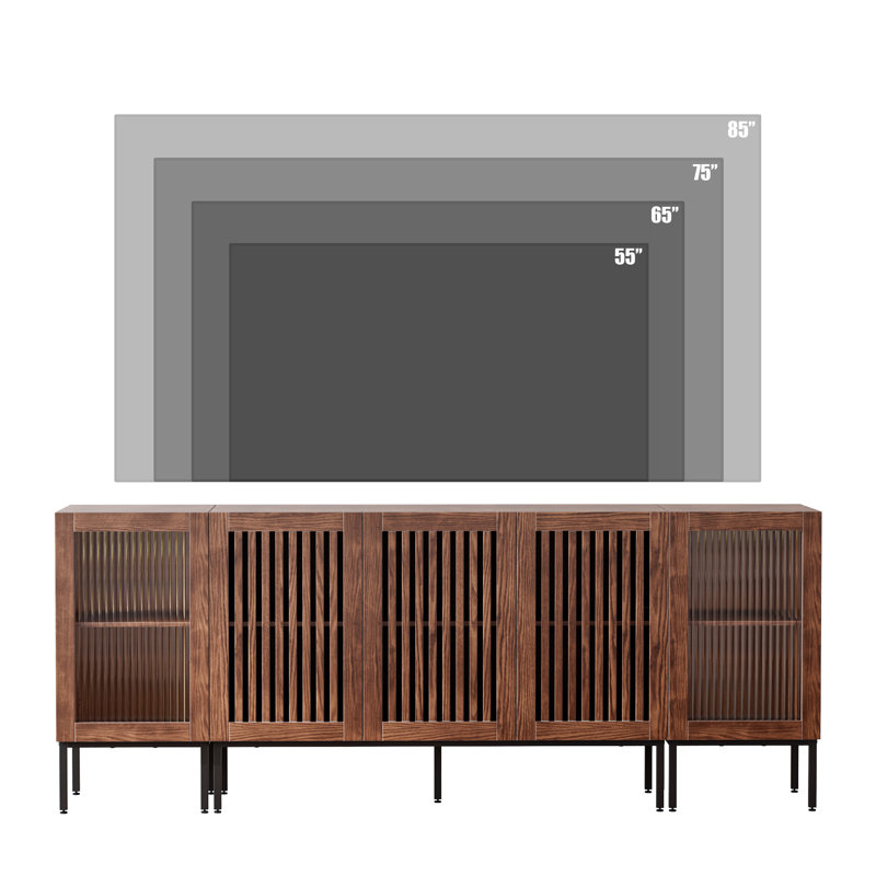 Storage Cabinet,79" Farmhouse Sideboard Buffet Cabinet With Metal Base And Adjustable Shelves,coffee Bar Cabinet With Glass Doors For Dining Room,living Room,kitchen,brown