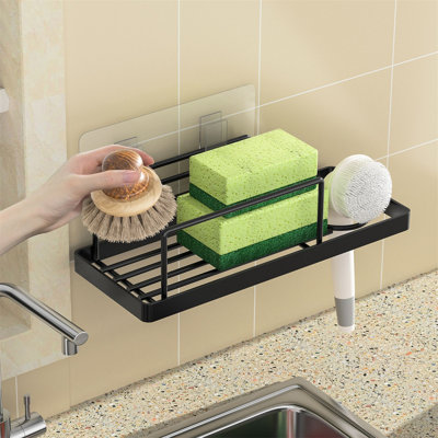 Kitchen Storage Rack With Draining Tray For Sponges, No Drilling Required Spice Rack For Sink And Countertop