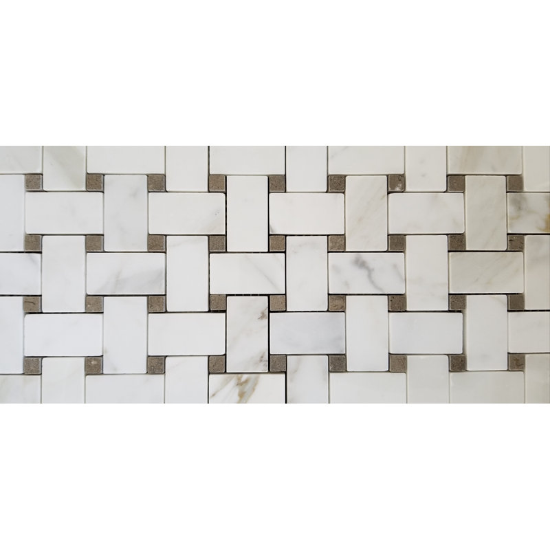 1.38" x 2" Marble Basketweave Mosaic Wall & Floor Tile