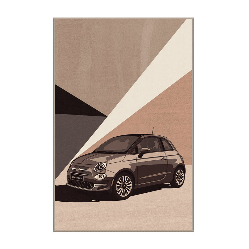 Machine Washable Rory Compact City Car Modern & Contemporary Rug in Brown – Beige Binding, 3x5