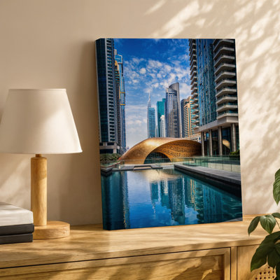 Canvas A Futuristic Architectural Marvel The Museum Of The Future In Wall Art Dubai Characterized By Its Sleek Curved Metallic Canvas Wall Art