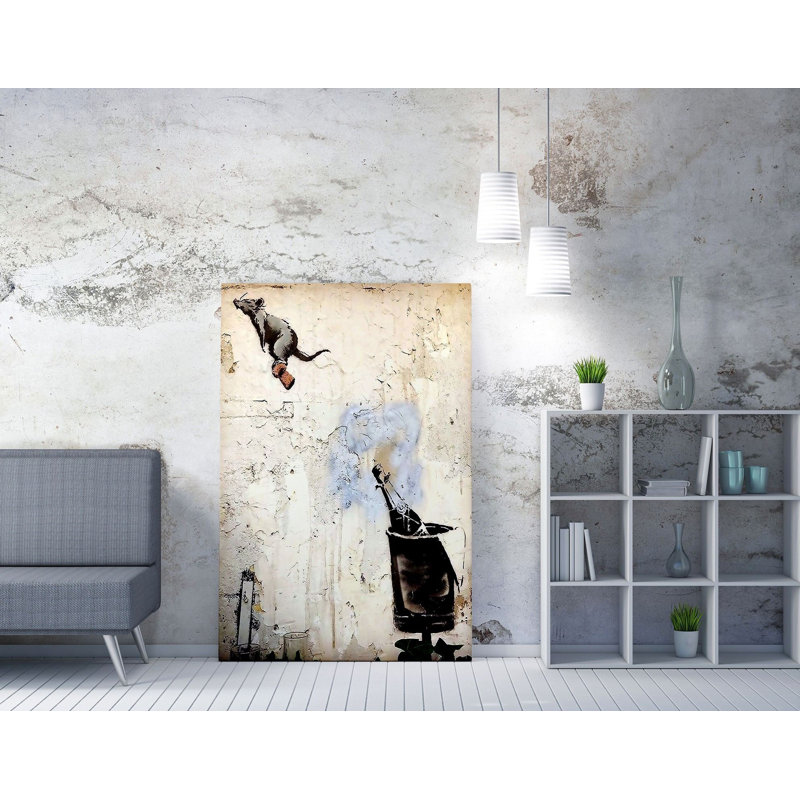 Superbe impression sur toile de Banksy, 27,6 x 39,4 pouces | 50% coton / 50% polyester, impression numérique de haute qualité | Cadre en bois de 0,8 po x 1,2 po | Parfait pour la décoration intérieure, les amateurs d'art et les cadeaux uniques