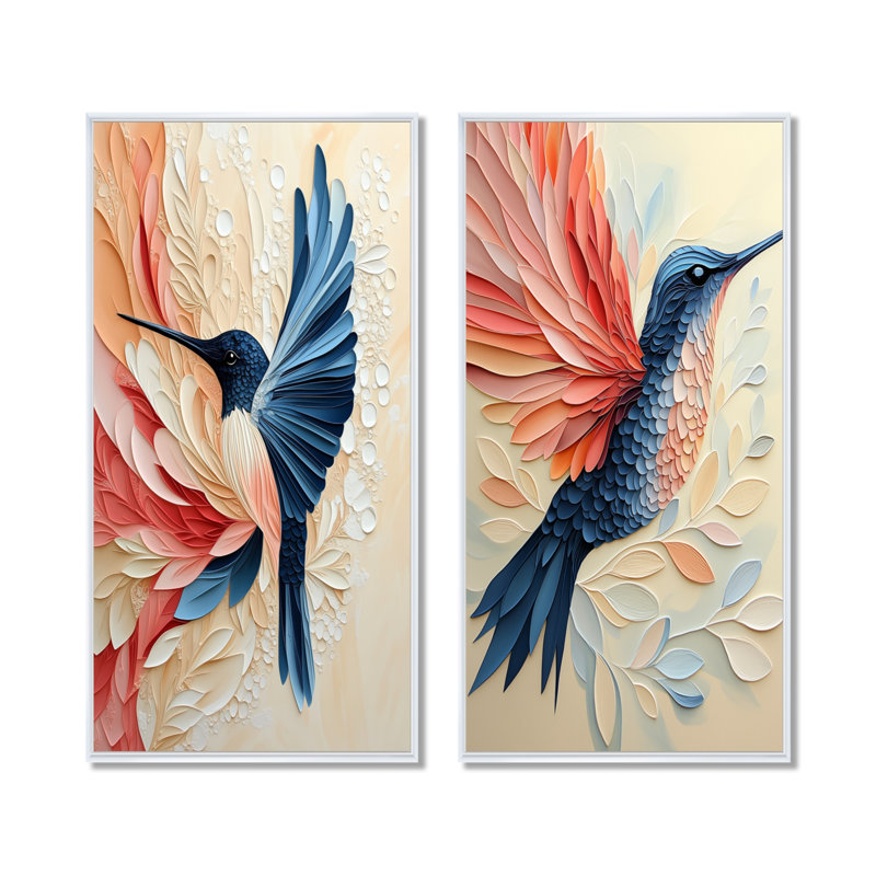 Colibri dans la lumière émeraude I - Tableau encadré en deux parties Colibri, 40" H x 40" W, White Floater Framed
