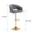 Chaise de bar moderne en velours avec dossier évidé, accoudoirs, base à pieds croisés et fonction réglable en hauteur pour divers réglages