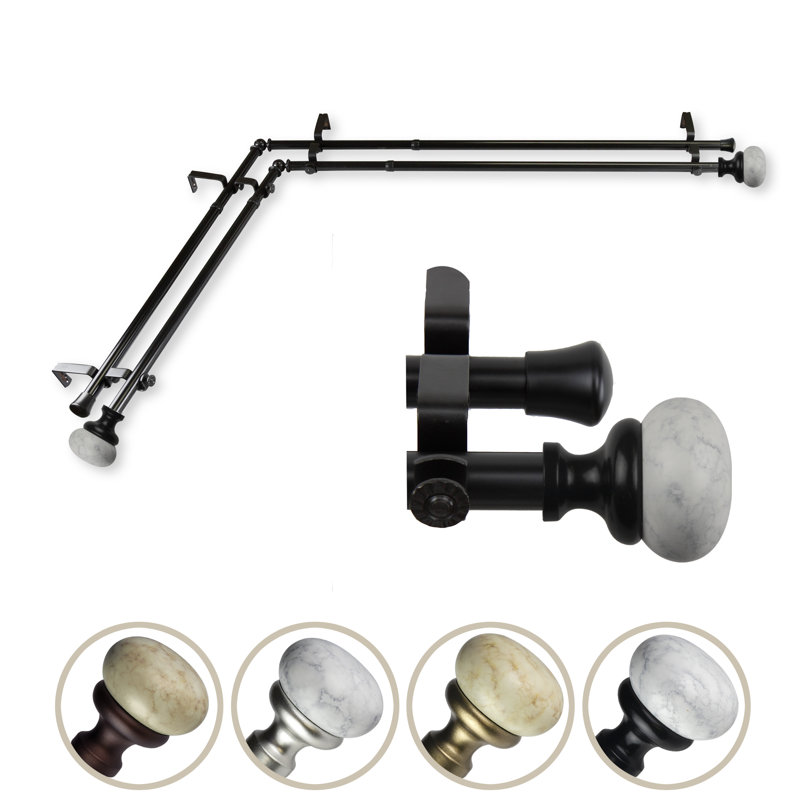 Tringle à rideaux double Merlyn 13/16 po, 28" - 48", Noir