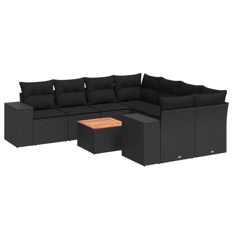  Ensemble de canapé de jardin noir