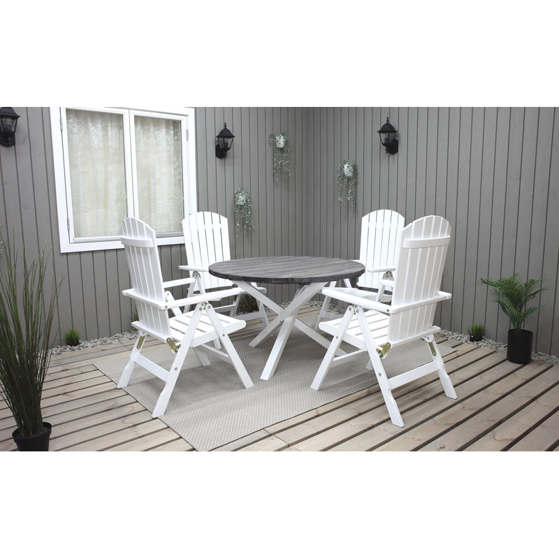 Capuano 4 - Person Wood Patio Dining Set with Round Table, Grey