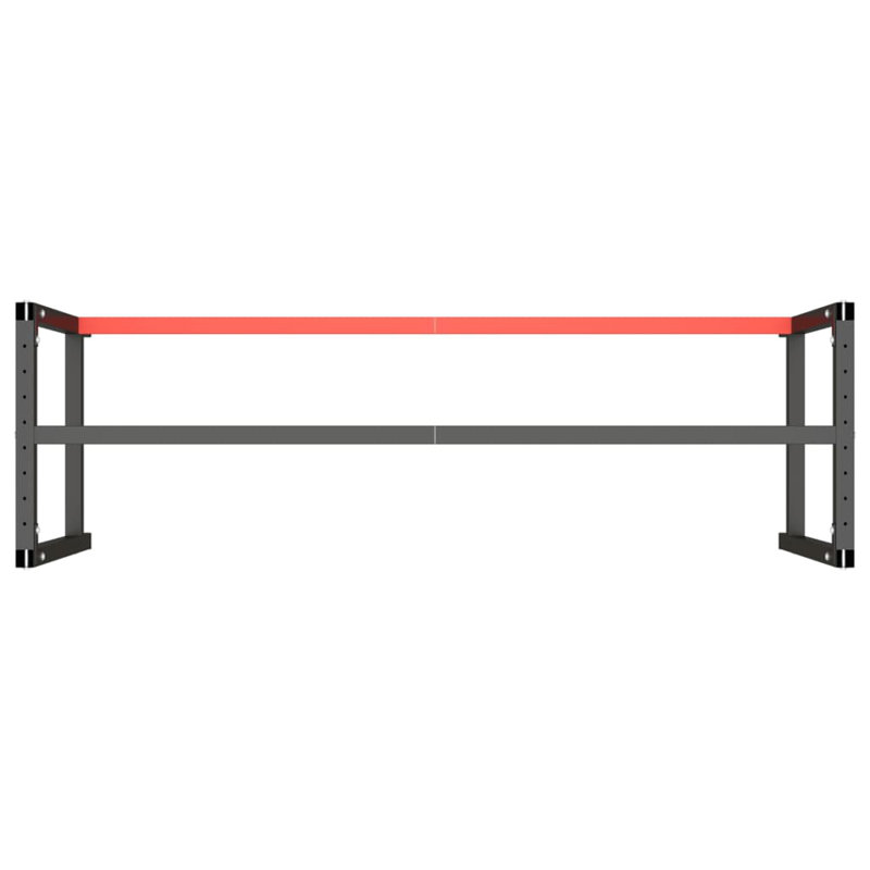 Matte Black and Red Metal Workbench Frame with Bar