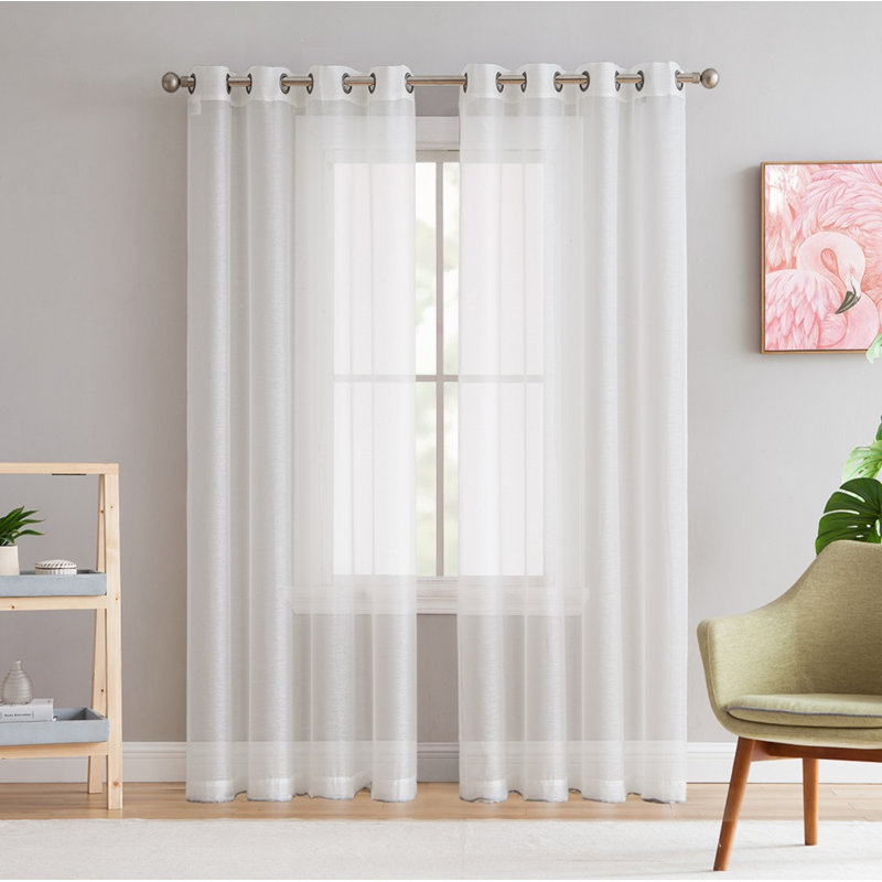 Carmille Semi-Sheer Grommet Curtain Panels, Ivory, 54" W x 45" L