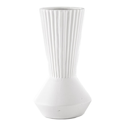 Vase en céramique Sunnat avec motif ondulé, blanc