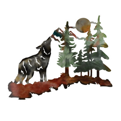 Metallic Lodge Metal Indoor Outdoor Wall Decor - Wolf