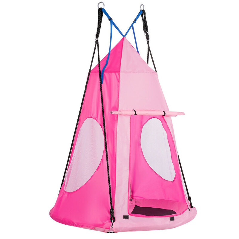 Bernt 2-in-1 Kids Hanging Chair Hammock, Swing Tent, Pink