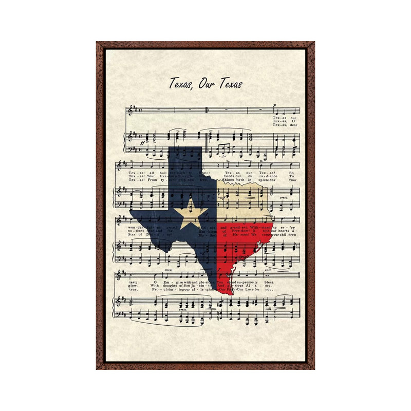 Texas, Our Texas - Print on Canvas, 66.04 cm H x 45.72 cm W, Classic Brown Wood Framed