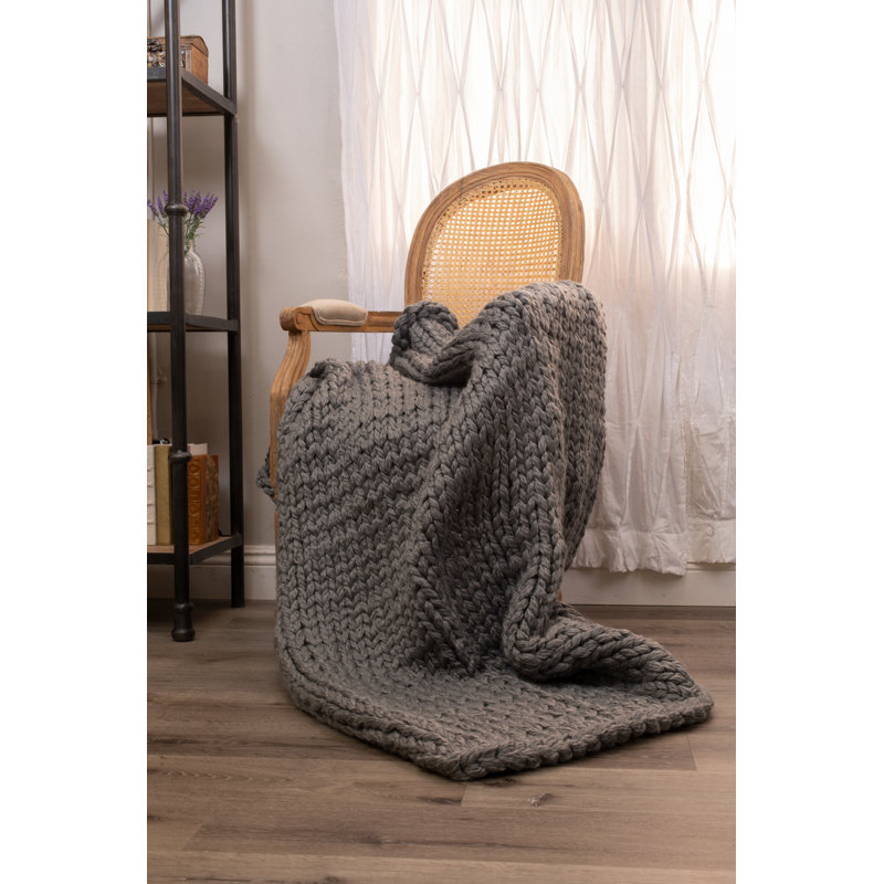 Zage Cable Knit Throw Blanket, Oak