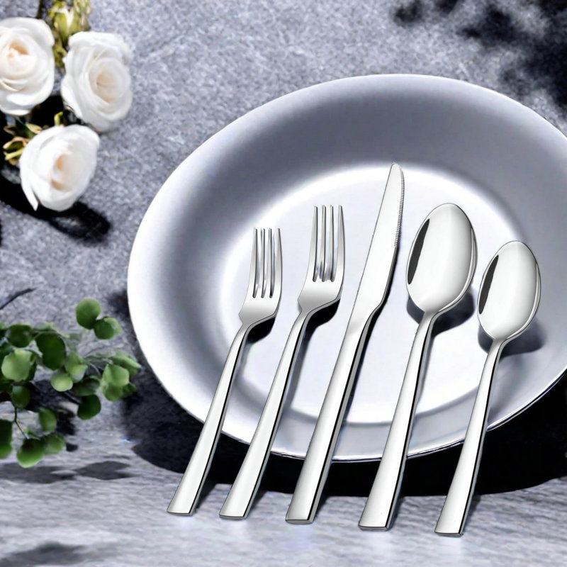 Ensemble de couverts 66 pièces, service de vaisselle pour 12 personnes, ensemble de couverts ornementaux avec ustensiles de service, service de vaisselle Corelle, acier inoxydable, va au lave-vaisselle, cadeau de mariage