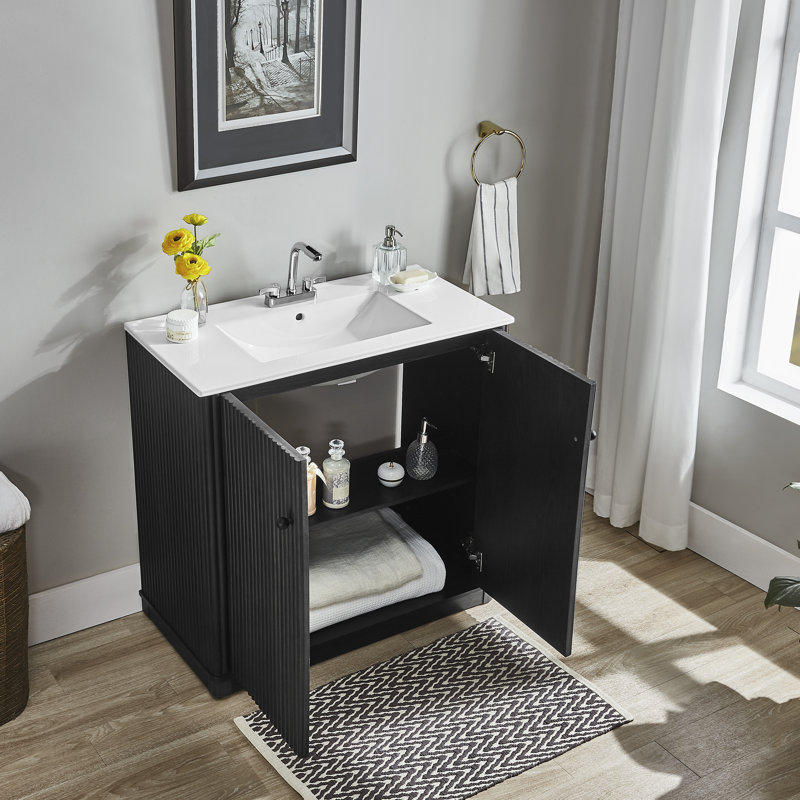 Meuble-lavabo 36 po en chêne noir, Chêne noir