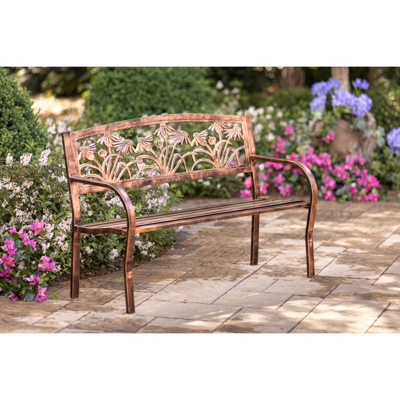 Coneflower Iron Garden Bench