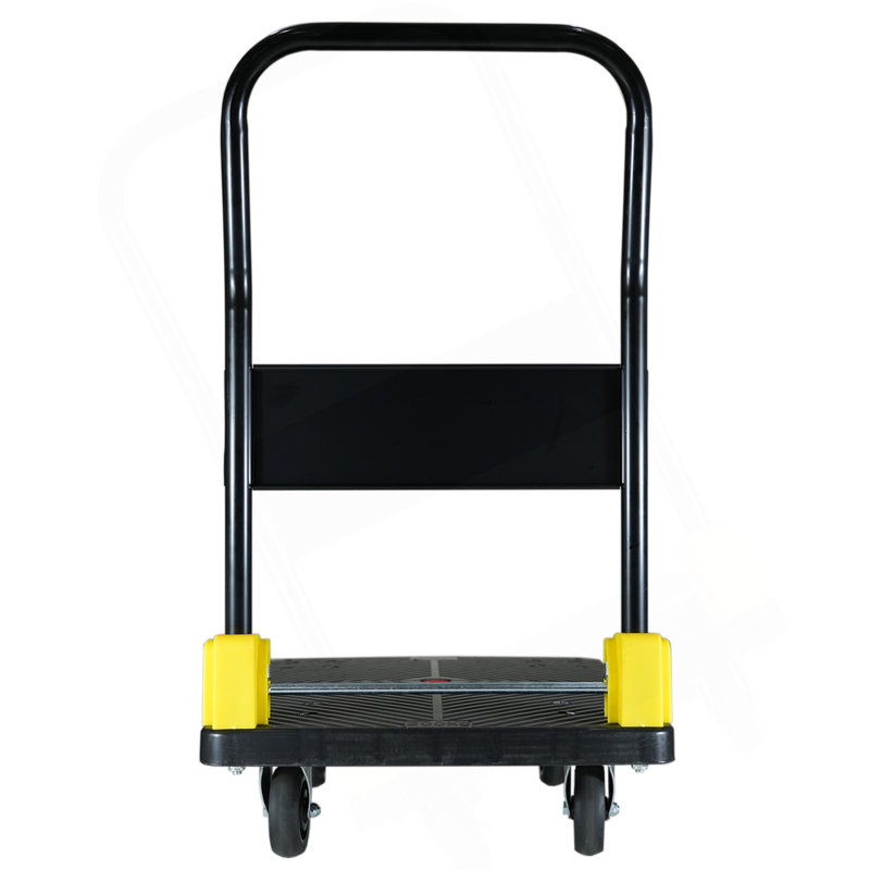 Chariot pliable à poussoir avec plateforme, 880 lb Capacité de poids, 2 roues de frein pivotantes, Noir