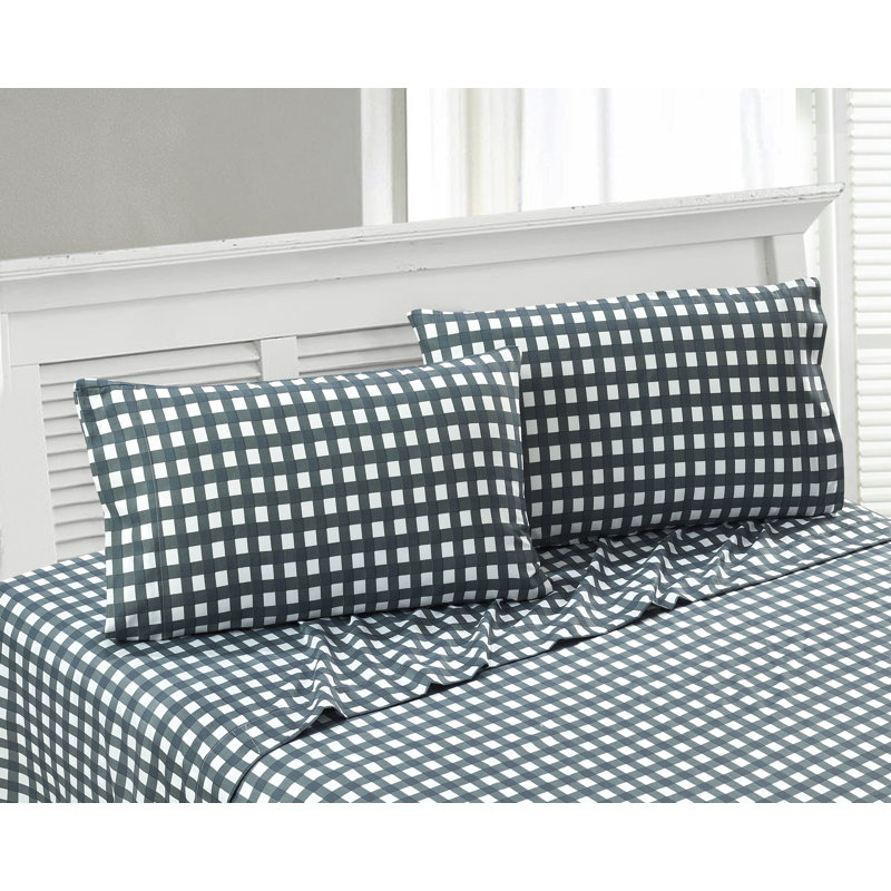 Ensemble de draps en microfibre à carreaux Northern collection, Ensemble de draps pour lit simple + 1 drap-housse 