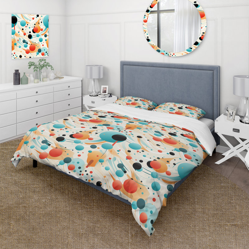Ensemble de housse de couette à pois Futurist Polka Nexus VI, Housse de couette simple + 1 taie décorative stan
