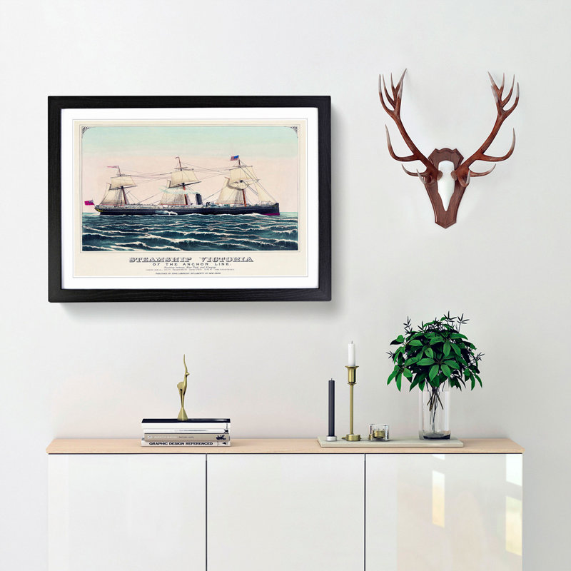 Steamship Victoria of the Anchor Line - Picture Frame Art Print, Black Framed, 27cm H x 36cm W x 2cm D