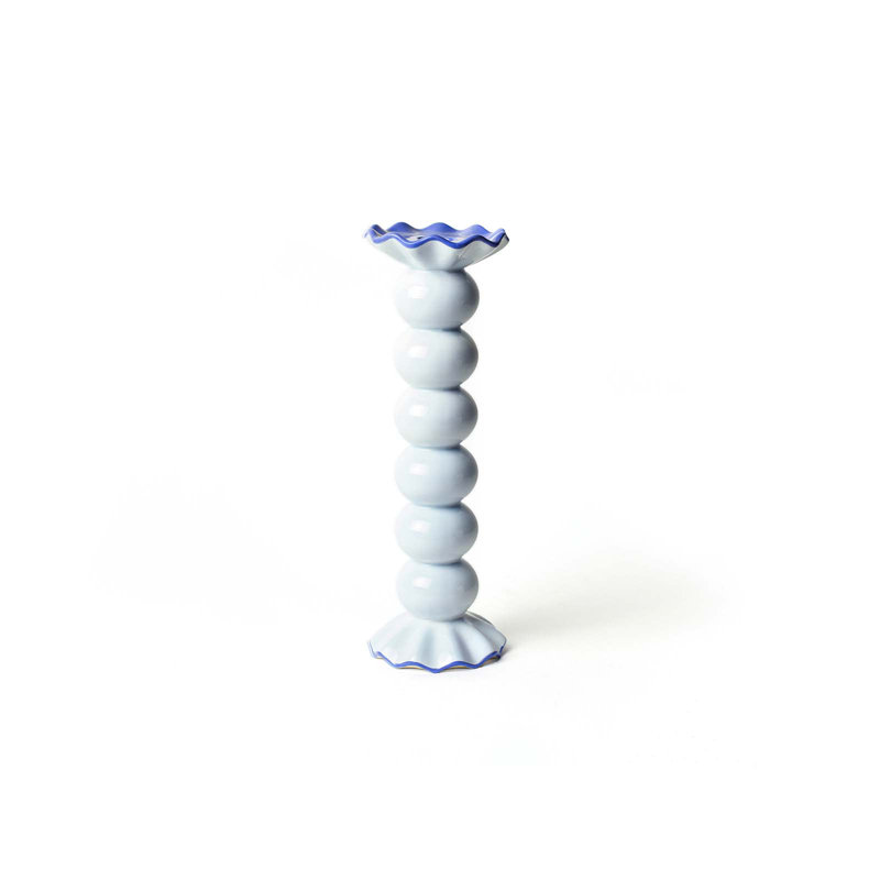 Smoke Large Ruffle Knobbed Candle Holder