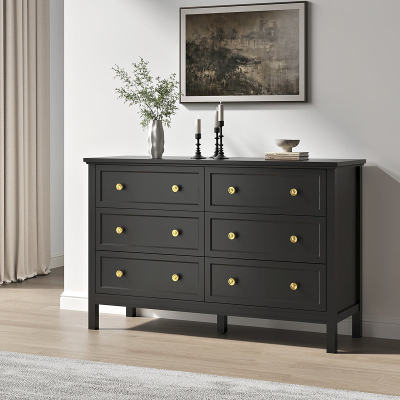 Dateland 47'' W 6 - Drawer Dresser, Black