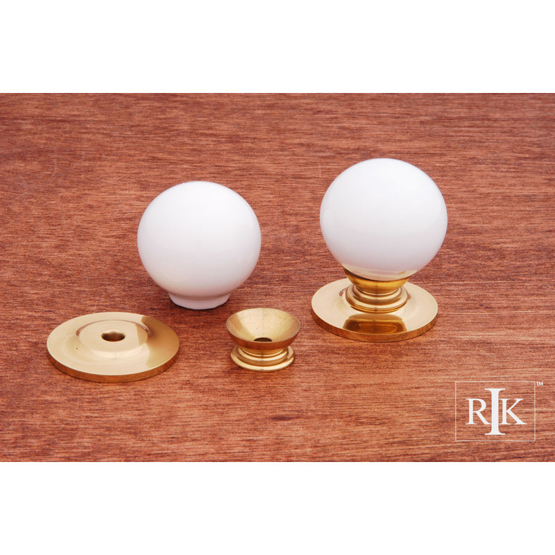 CK Series 1 1/4" Diameter Round Knob, White / Polished Brass, 1.25" H x 1.25" W x 1.63" D