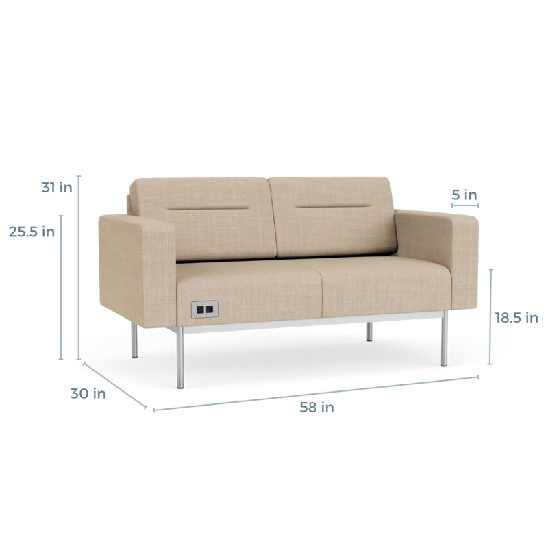 Causeuse de réception Darsey, Avec alimentation, Argent argent, Chambray calcaire