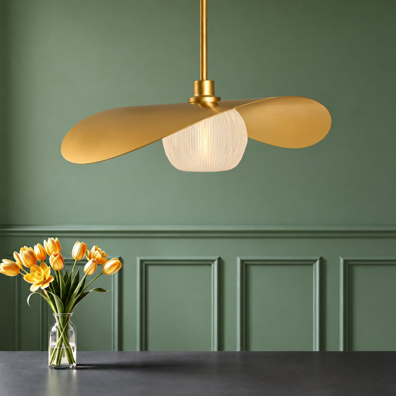 Luminaire suspendu moderne en or 23,62 po avec abat-jours doubles interchangeables, lumière suspendue réglable pour îlot de cuisine, salle à manger et chambre à coucher