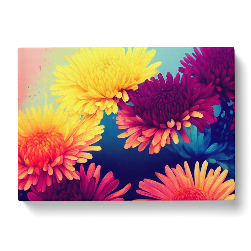 Majestic Chrysanthemum Flowers - Wrapped Canvas, 40cm H x 60cm W x 3cm D