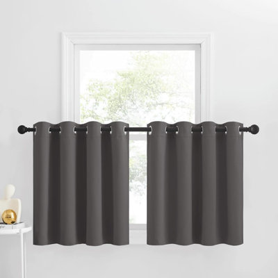 NICETOWN Blackout Small Window Valances, Rustic Farmhouse Curtains Grommet Top Thermal Insulated Window Drapes for Kitchen/Bathroom/Basement, 2 Panels.
