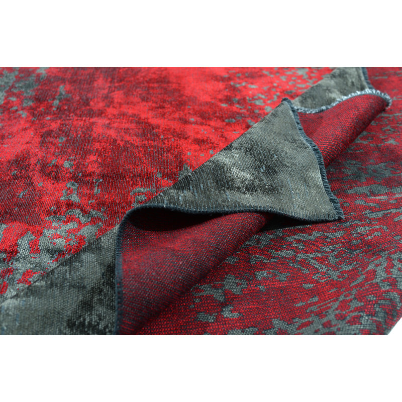 Rapture Gray/Red Luxury Area Rug, Rectangle 7'10" x 9'10"