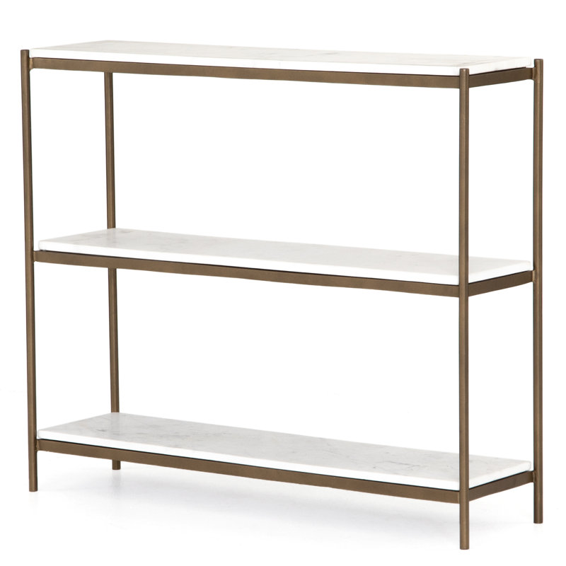 Felix 36'' W Marble Console Table, Antique Brass