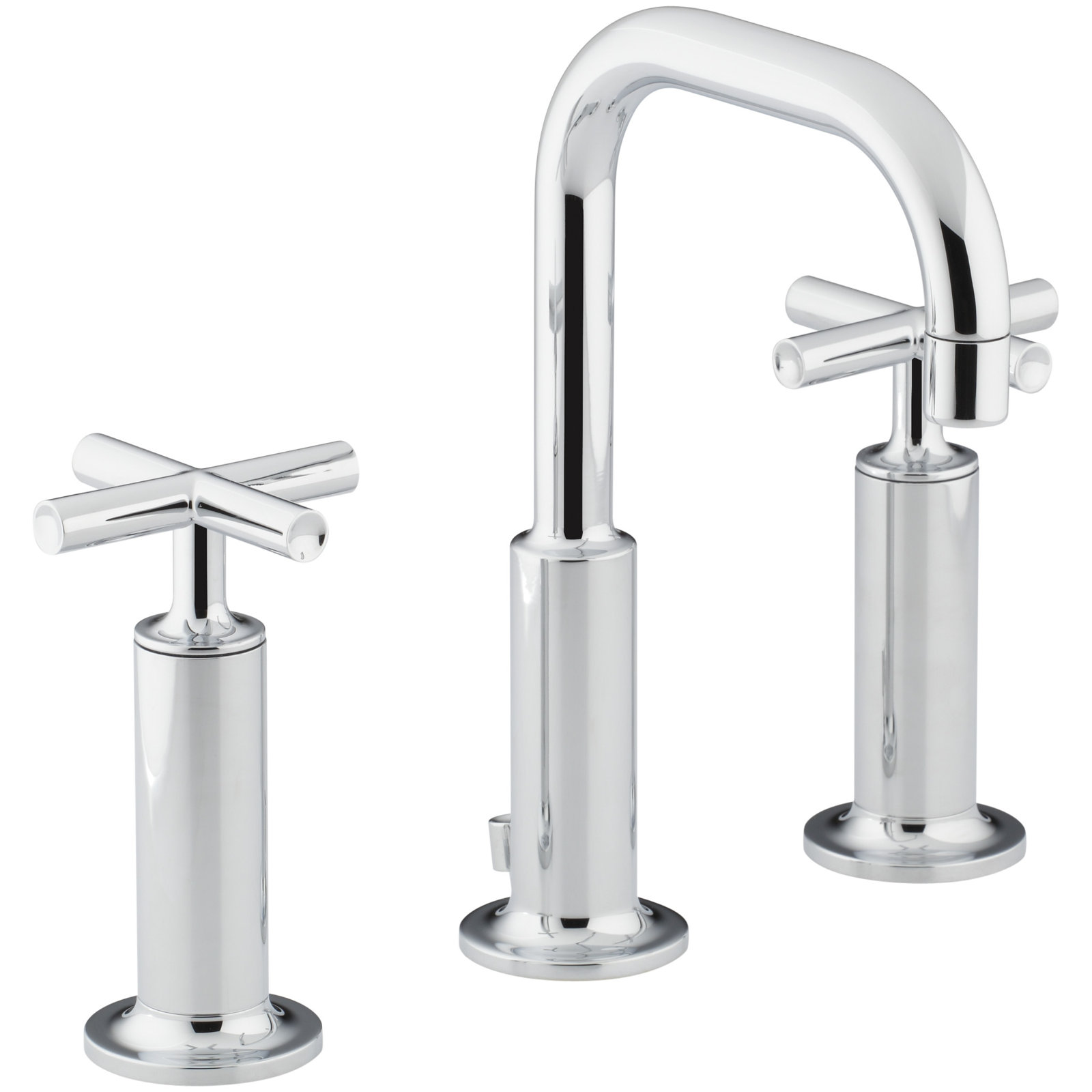 Purist Widespread Bathroom Faucet with Drain Assembly, Polished Chrome