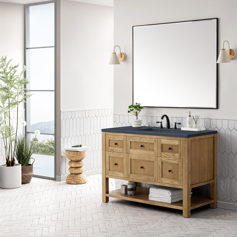 Breckenridge 48'' W Single Vanity, Light Natural Oak, Charcoal Soapstone, 8" Widespread