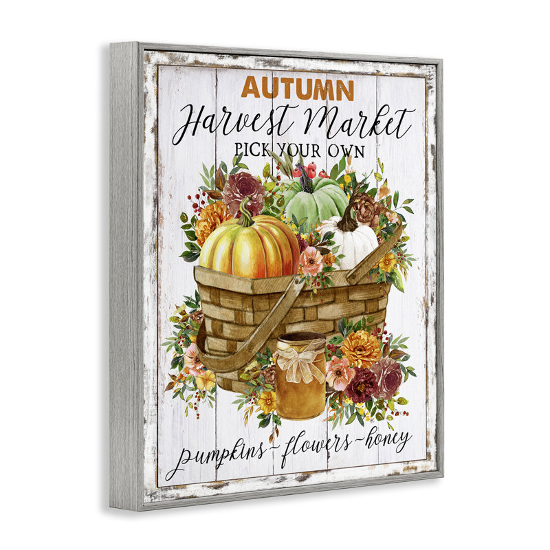 Art mural automne sur toile, marché floral par Creatif Belle, Estampe numérique Farmhouse, H 14 po x l 11 po