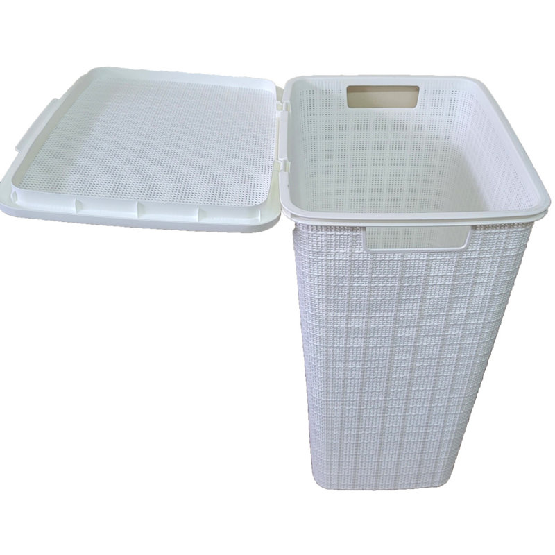 Panier à linge en plastique avec poignées, Blanc