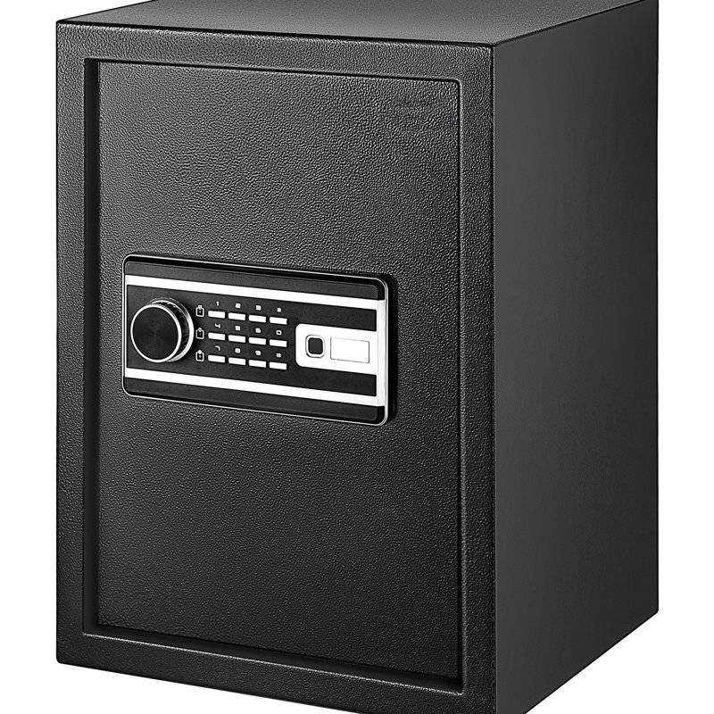 2.1 Cu.ft Fingerprint Safe With 2 Keys, Q235 Steel, For Home, Office & Hotel Storage, Wall - Mounted, Black Color Keys And Digital Keypad, Mounted Security,
