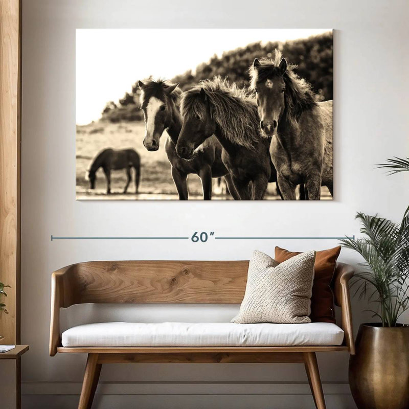 Horses Three Sepia, 34" H x 51" W