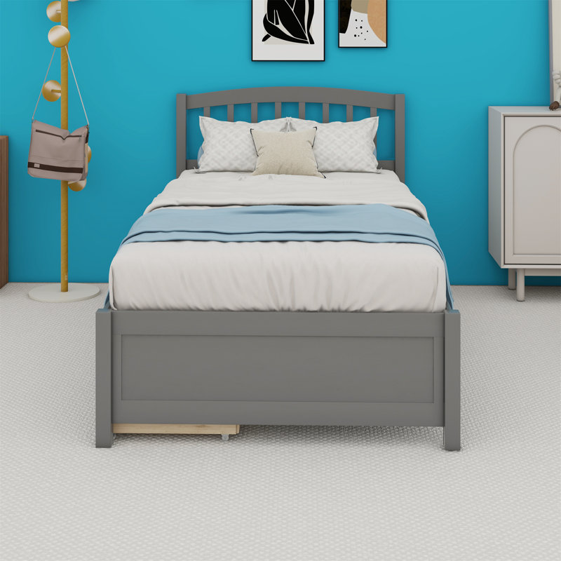 Vullo Slat Storage Bed, Gray