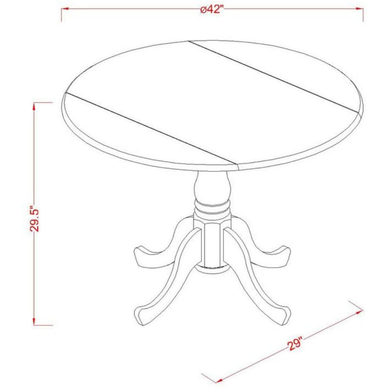 L'ensemble 3 pièces de table et chaises de cuisine comprend une table de salle à manger ronde avec Dropleaf et 2 chaises de salle à manger, 42 po x 42 po, babeurre et cerise