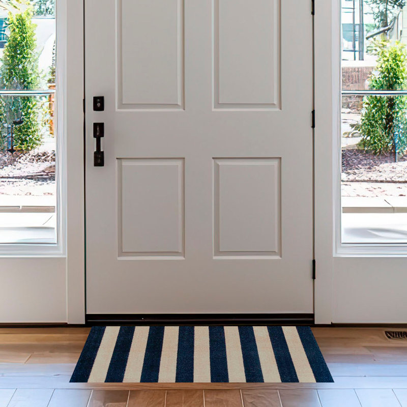 Cabana Striped Navy Blue Small Floor Mat, 20" W x 28" L