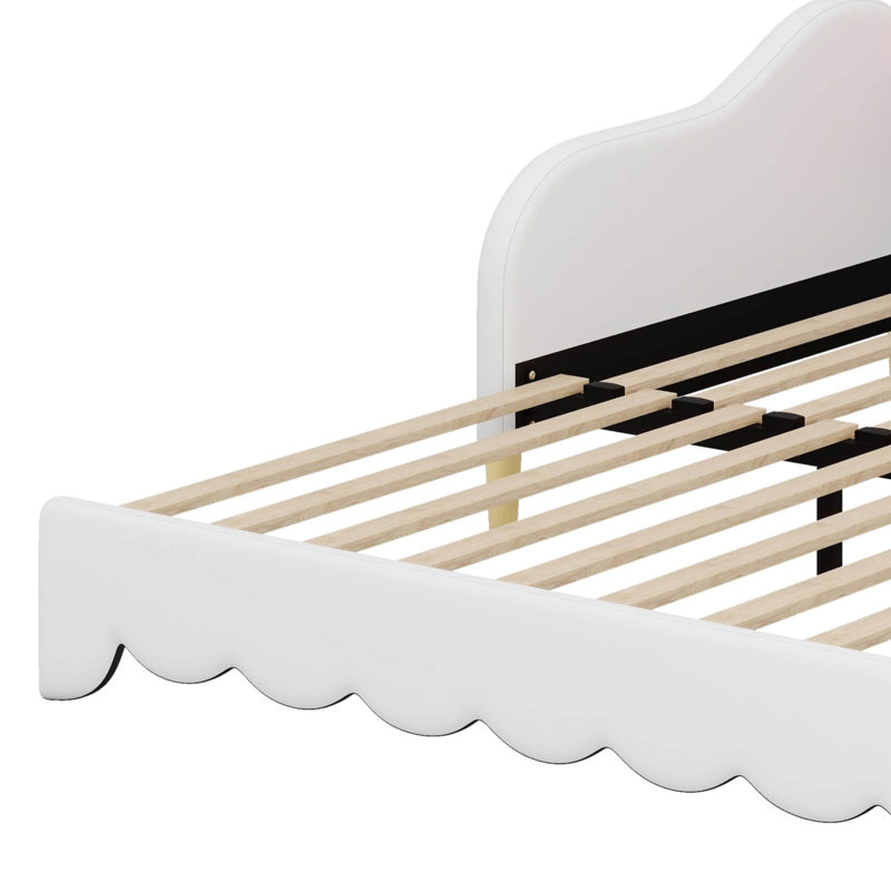 Twin Size Extending Princess Daybed: Modern Upholstered Design + Crown Headboard & LED Lights, White