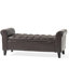 Banc de rangement moderne avec capitonnage à boutons et accoudoirs roulés sophistiqués, housse contemporaine de couleur unie -