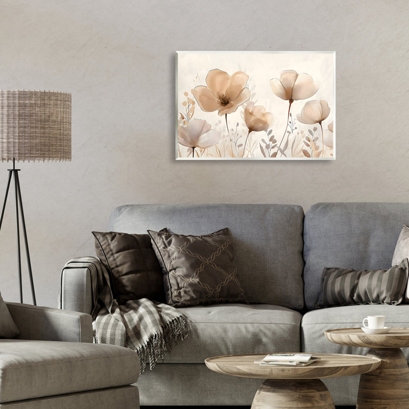 «Neutral Wildflowers Floral Blossoms», plaque murale par Creative Studio, H 13 po x l 19 po