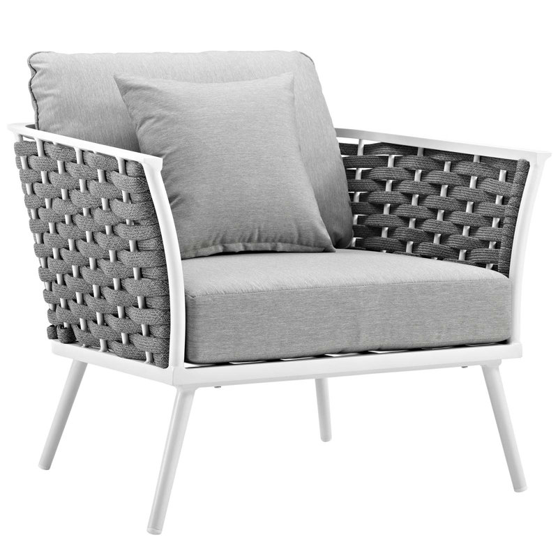 Stance Outdoor Patio Aluminum Dining Armchair, Gray, White