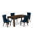 Distressed Jacobean Table with Navy Blue Chairs