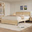 Structure de lit double en rotin avec 2 tiroirs, lit plateforme en bois avec lumières DEL-1695185046